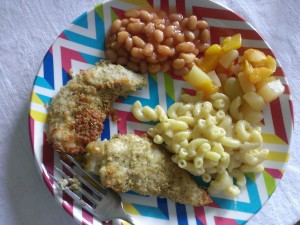 All the evidence disappeared, fast! Example of an easy throw together post partum meal (kid friendly, too!)
