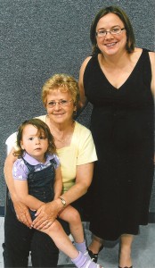 My mom, me (pg with #2) and my oldest in 2011.