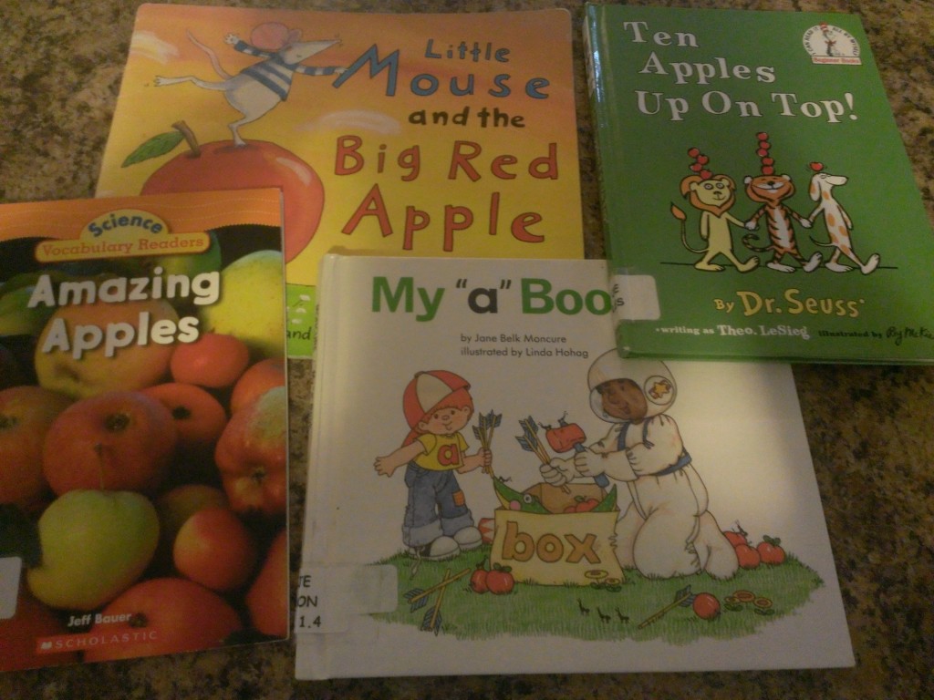 More letter A, alphabet, and apple books
