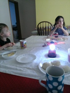 Tea party ambiance provided by Florence Nightingale (battery powered) lanterns. 